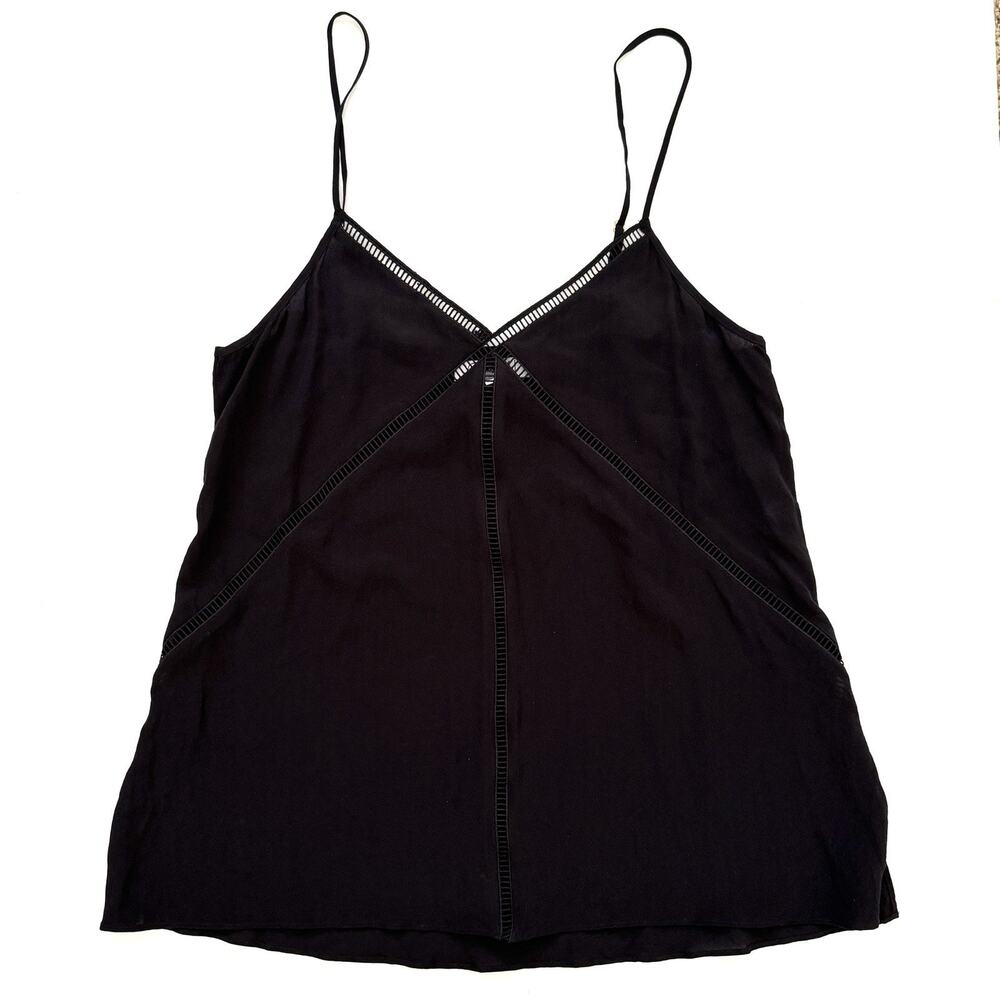 Cami NYC Women 100% Silk Adjustable Spaghetti Strap Camisole Top Black